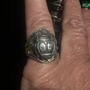 Heavy Sterling Silver Scarab Ring